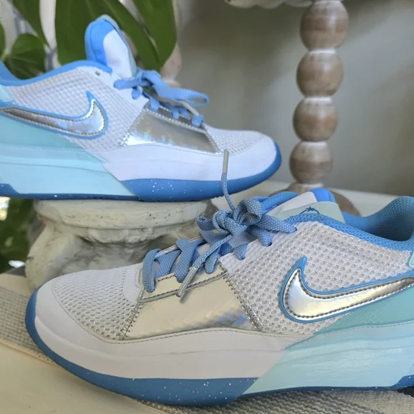 Nike Ja Se 1 Kids Blue and Silver Sneakers Size 6.5 - Picture 1 of 10